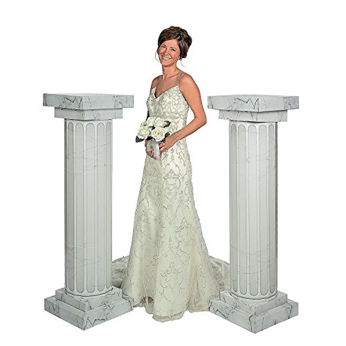 0887600862197 - FUN EXPRESS FX IN-3/2360 2 PIECE MARBLE LOOK FLUTED COLUMNS PILLARS FOR WEDDING CEREMONY, 4-1/2'