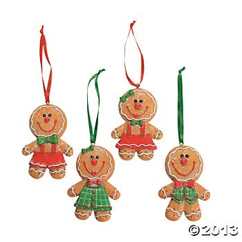 0887600903654 - DOZEN ADORABLE BIG HEAD GINGERBREAD MAN/BOY/GIRL COOKIE CHRISTMAS TREE ORNAMENTS/GLITTERY RESIN 3.5 DECORATIONS/HOLIDAY DECOR/CANDY/SWEETS