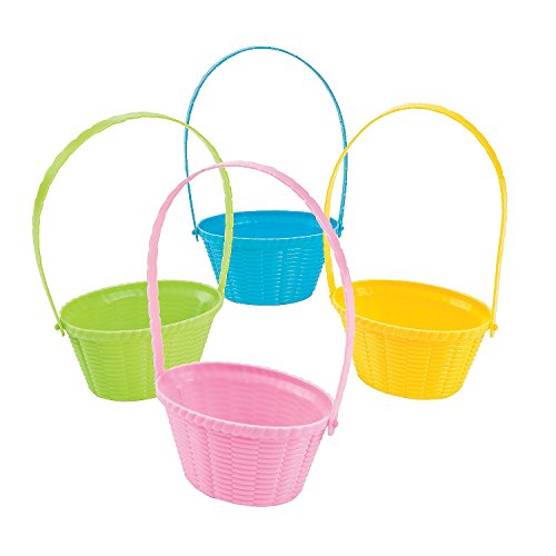 0887600978188 - MINI PASTEL EASTER BASKETS EASTER & EASTER BASKETS & GRASS (12 PACK) 2 WITH 5 HANDLE. PLASTIC.