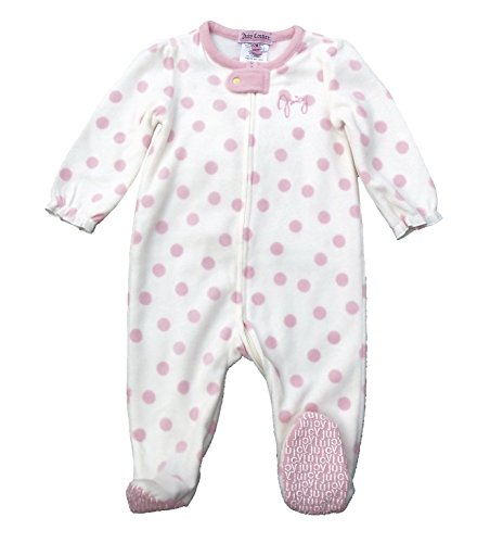 0887622406799 - JUICY COUTURE BABY GIRL'S FOOTED SLEEPER (18 MONTHS, IVORY/PINK DOT)