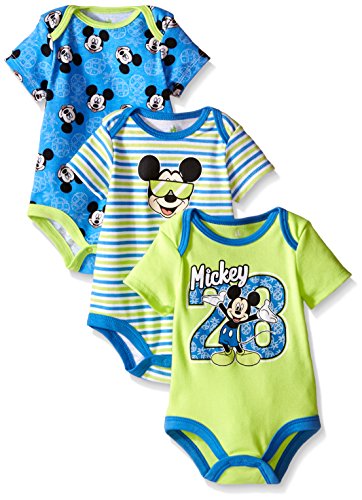0887622491399 - DISNEY BABY MICKEY MOUSE 3 PACK BODYSUITS, MULTI/GREEN, 3/6 MONTHS