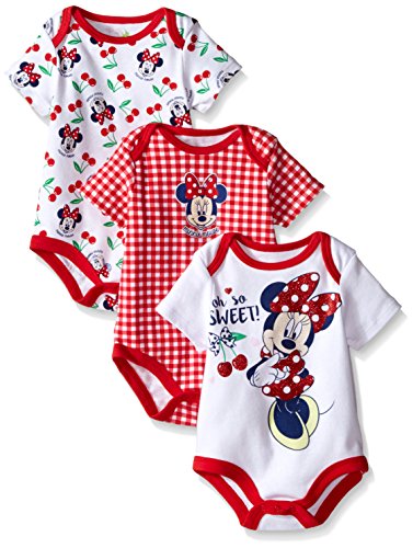 0887622491962 - DISNEY BABY MINNIE MOUSE 3 PACK BODYSUITS, MULTI/RED, 6/9 MONTHS