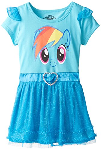 0887648207998 - FREEZE LITTLE GIRLS' MY LITTLE PONY RAINBOW DASH TUNIC WITH RUFFLES AND WINGS, BLUE, 6X