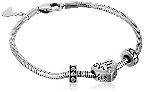 0887746137166 - DISNEY BEADS STAINLESS STEEL STARTER BRACELET WITH BEAD CHARM AND 2 STOPPERS SM/MD