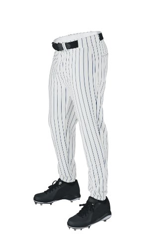 0887768144760 - WILSON SPORTING GOODS YOUTH DELUXE POLY WARP KNIT PINSTRIPE BASEBALL PANT, X-LARGE, WHITE WITH NAVY