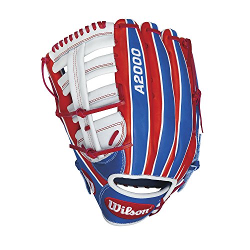 0887768360368 - WILSON A2000 CL22 MERICA SLOW-PITCH SOFTBALL GLOVE, RED/WHITE/NAVY, RIGHT HAND THROWER, 13