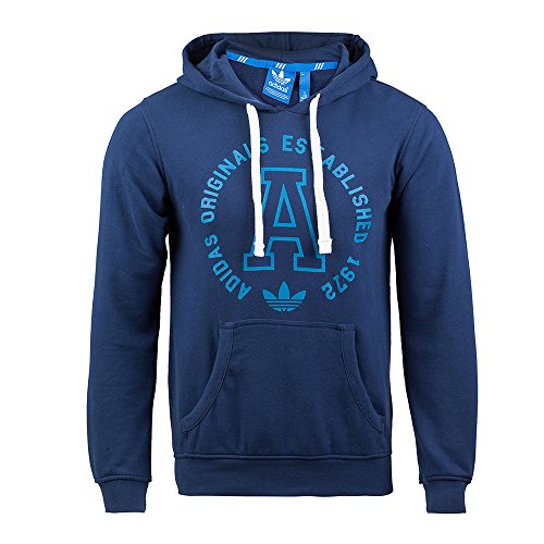 0887779336239 - ADIDAS MENS ORIGINALS SLIM FIT PULL OVER HOODIE NAVY BLUE/SKY BLUE M69890 SIZE X-LARGE