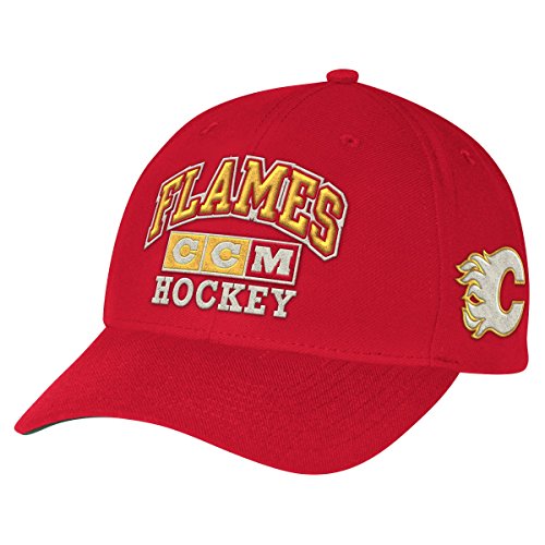 0887783196706 - NHL CALGARY FLAMES MEN'S CCM STAND OUT STRUCTURED ADJUSTABLE CAP, ONE SIZE, RED
