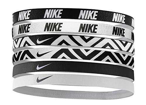 0887791028365 - NIKE PRINTED HEADBANDS ASSORTED 6PK (ONE SIZE FITS MOST, BLACK/WHITE)