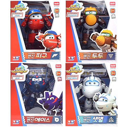 0887810058601 - SUPER WINGS SEASON 2 NEW CHARACTER TRANSFORMING ROBOT 4 PK - FLIP, TODD, CHACE, ASTAR 5 SCALE