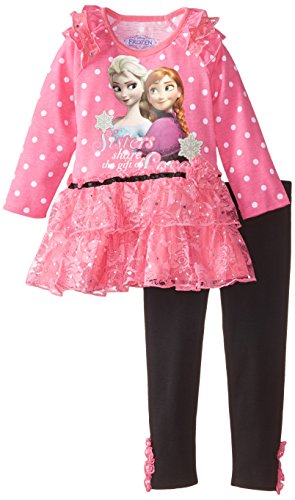 0887847710411 - DISNEY LITTLE GIRLS' 2 PIECE SISTERS SHARE THE GIFT OF LOVE LEGGING SET, PINK, 5