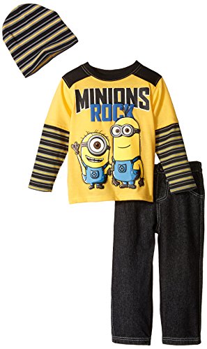 0887847724302 - UNIVERSAL LITTLE BOYS' 3 PIECE MINIONS ROCK PANT SET WITH HAT, YELLOW, 4T