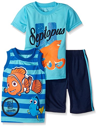 0887847831901 - TODDLER BOYS 3 PIECE FINDING DORY JUST KEEP SWIMMING SHORT SET BLUE 3T