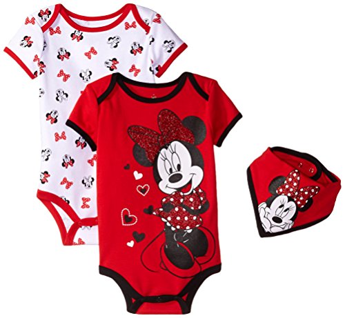 0887847835596 - DISNEY BABY-GIRLS MINNIE MOUSE BODYSUITS AND BIB, RED, 3-6 MONTHS (PACK OF 3)