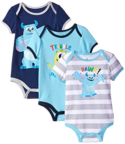 0887847835954 - DISNEY BABY-BOYS MONSTERS INC SULLY BODYSUIT, BLUE,3-6 MONTHS (PACK OF 3)