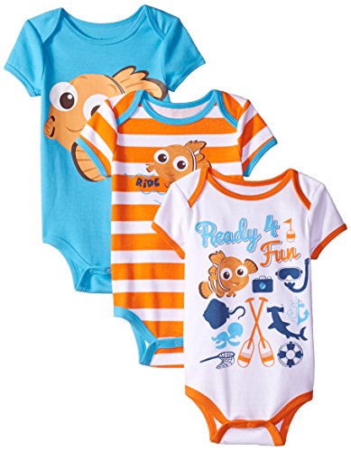 0887847836012 - DISNEY BABY-BOYS FINDING NEMO BODYSUITS, WHITE, 3-6 MONTHS (PACK OF 3)