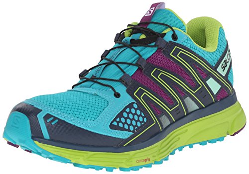 0887850855628 - SALOMON X-MISSION 3 RUNNING SHOES FOR LADIES - TEAL/BLUE/GRANNY GREEN/PASSION PU