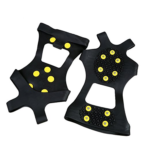 0887898277635 - WEANAS® ICE AND SNOW TRACTION CLEATS UNIVERSAL SLIP-ON STRETCH FIT SNOW ICE SPIKES CRAMPONS (MEDIUM)
