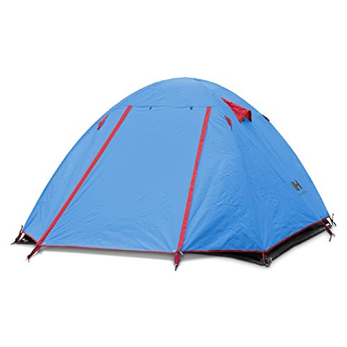 0887898277895 - WEANAS® WATERPROOF DOUBLE LAYER 2, 3, 4 PERSON 3 SEASON ALUMINUM ROD DOUBLE SKYLIGHT OUTDOOR CAMPING TENT (BLUE, 2 PERSON)