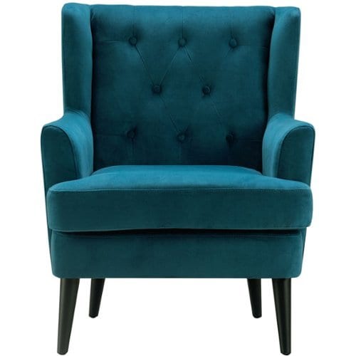 0887909092967 - ELLE DECOR - TRADITIONAL WING CHAIR - FRENCH TEAL