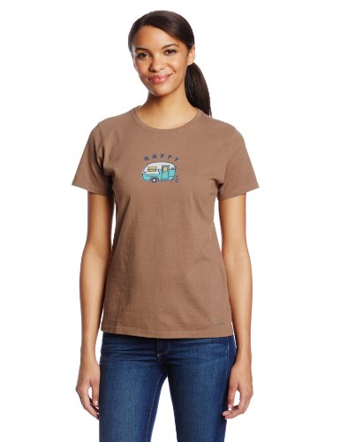 0887941019977 - LIFE IS GOOD WOMEN'S CRUSHER HAPPY CAMPER T-SHIRT, JAVA BROWN, SMALL