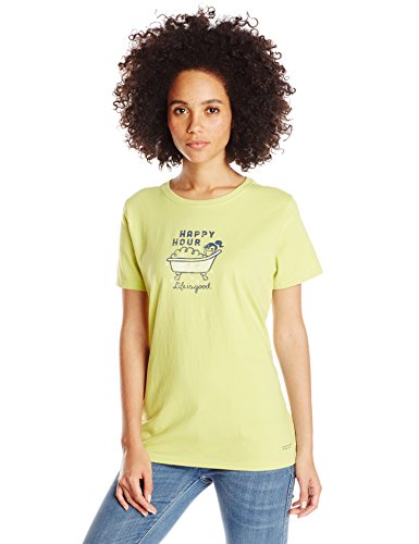 0887941154494 - LIFE IS GOOD WOMEN'S CRUSHER HAPPY BUBBLE BATH TEE, CHARTREUSE GREEN, X-LARGE