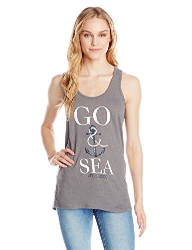 0887941180080 - LIFE IS GOOD WOMEN'S HANG GO AND SEA TANK TOP, STORMY GRAY, X-LARGE