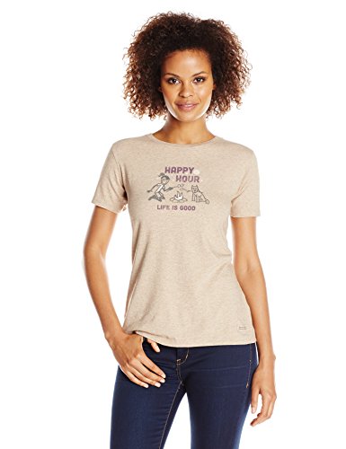0887941240111 - LIFE IS GOOD WOMEN'S HAPPY HOUR CAMP CRUSHER T-SHIRT (HEATHER LATTE), LARGE