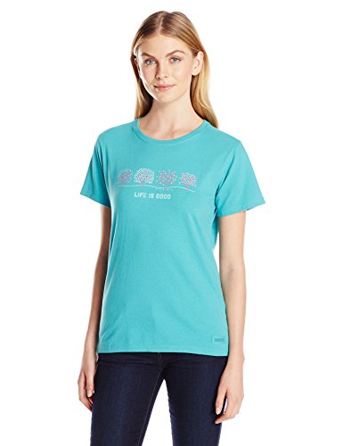 0887941240258 - LIFE IS GOOD WOMEN'S CRUSHER FOUR SEASONS TREE T-SHIRT (TEAL BLUE), SMALL