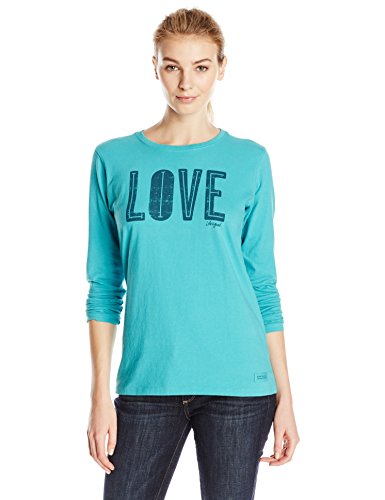 0887941241668 - LIFE IS GOOD WOMEN'S LONG SLEEVE CRUSHER LIVE LOVE (TEAL BLUE), XX-LARGE
