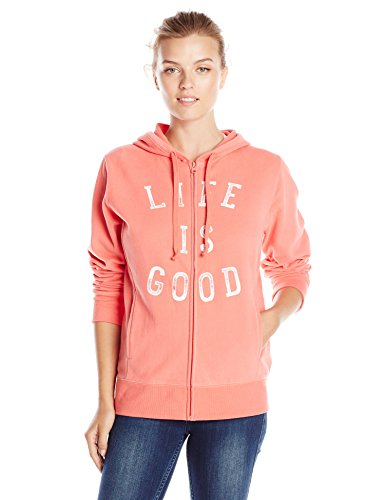 0887941242009 - LIFE IS GOOD WOMEN'S LIFE IS GOOD GO-TO ZIP HOODIE (SUNNY CORAL), X-LARGE