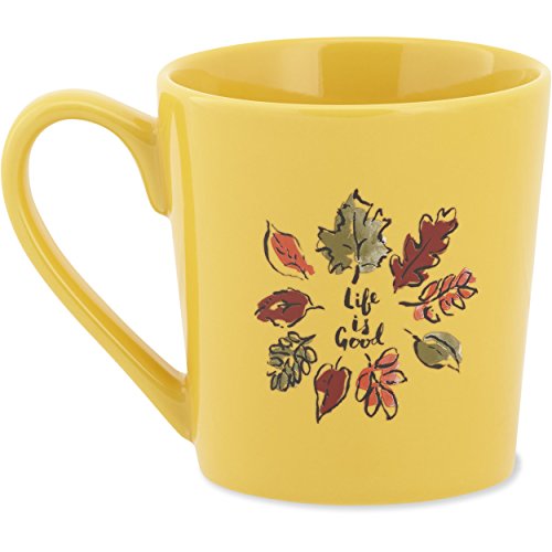 0887941360901 - LIFE IS GOOD ADULT EVERYDAY LEAVES WATERCOLOR MUG, SUNSHINE YELLOW, ONE SIZE