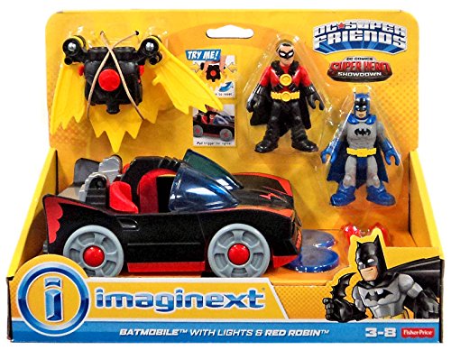 0887961328738 - FISHER-PRICE IMAGINEXT DC SUPER FRIENDS BATMOBILE WITH LIGHTS AND RED ROBIN