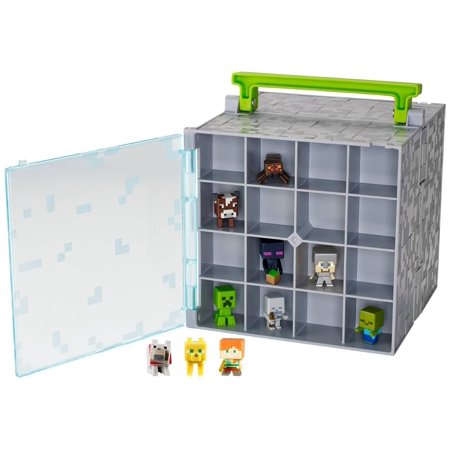 0887961415728 - MINECRAFT MOJANG MATTELL MINI FIGURE COLLECTOR CASE HOLDS 32 WITH 10 MINI FIGURES INCLUDED