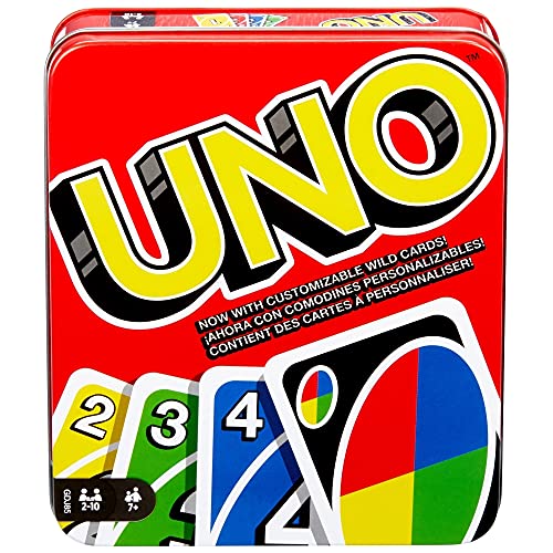 0887961744958 - MATTEL GAMES UNO: FAMILY CARD GAME, WITH 112 CARDS IN A STURDY STORAGE TIN, TRAVEL-FRIENDLY, MAKES A GREAT GIFT FOR 7 YEAR OLDS AND UP