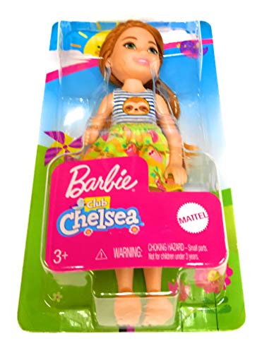 0887961803365 - BARBIE CLUB CHELSEA DOLL (6-INCH) WITH RED HAIR, WEARING SLOTH GRAPHIC AND SKIRT, FOR 3 TO 7 YEAR OLDS