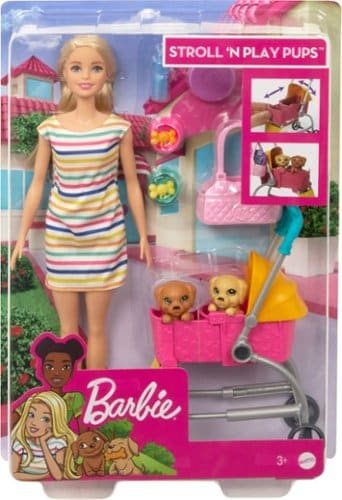 0887961803624 - BARBIE STROLL ‘N PLAY PUPS DOLL AND ACCESSORIES