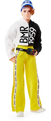 0887961885019 - BARBIE BMR1959 FULLY POSEABLE KEN DOLL (RED HAIR, 12.5-INCH) WITH FRECKLES, SPLIT COLOR HOODIE WITH TRACK PANTS AND VISOR, WITH DOLL STAND