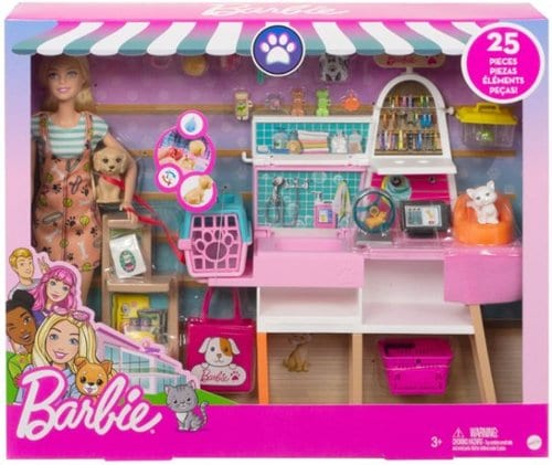 0887961904093 - BARBIE DOLL (11.5-IN BLONDE) AND PET BOUTIQUE PLAYSET WITH 4 PETS, COLOR-CHANGE GROOMING FEATURE AND ACCESSORIES, GREAT GIFT FOR 3 TO 7 YEAR OLDS