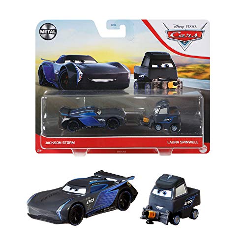0887961910292 - DISNEY AND PIXAR CARS 3, JACKSON STORM & LAURA SPINWELL 2-PACK, 1:55 SCALE DIE-CAST FAN FAVORITE CHARACTER VEHICLES FOR RACING AND STORYTELLING FUN, GIFT FOR KIDS AGE 3 AND OLDER