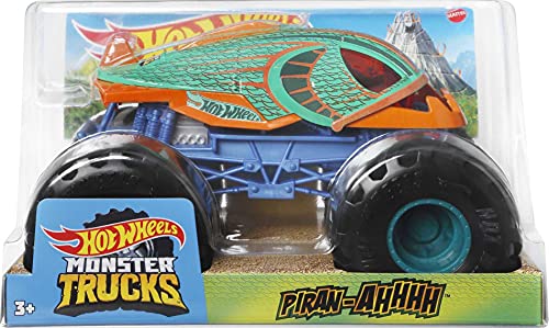 0887961915570 - HOT WHEELS MONSTER TRUCKS 1:24 SCALE VEHICLES, COLLECTIBLE DIE-CAST METAL TOY TRUCKS WITH GIANT WHEELS & STYLIZED CHASSIS, GIFT FOR KIDS AGES 3 YEARS OLD & UP