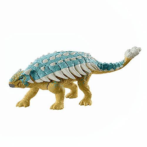 0887961950281 - JURASSIC WORLD ROAR ATTACK ANKYLOSAURUS BUMPY CAMP CRETACEOUS DINOSAUR FIGURE WITH MOVABLE JOINTS, REALISTIC SCULPTING, STRIKE FEATURE & SOUNDS, HERBIVORE, KIDS GIFT 4 YEARS & UP