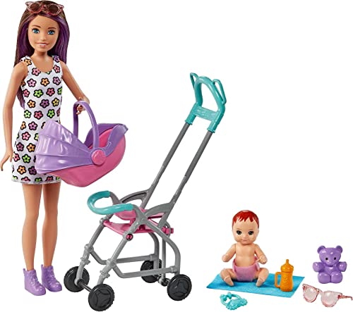 0887961961928 - BARBIE SKIPPER BABYSITTERS INC. PLAYSET WITH SKIPPER BABYSITTER DOLL (BRUNETTE), STROLLER, BABY DOLL & 5 ACCESSORIES, TOY FOR 3 YEAR OLDS & UP