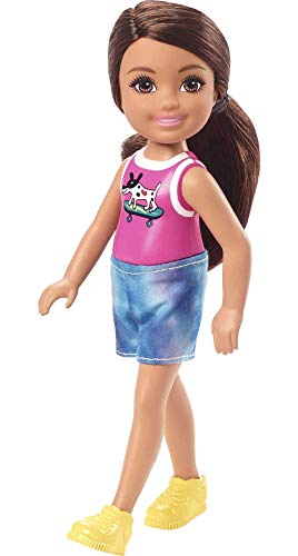 0887961961959 - BARBIE CHELSEA DOLL (6-INCH BRUNETTE) WEARING SPARKLY SKIRT, MOLDED UNICORN TOP & GREEN SHOES, GIFT FOR 3 TO 7 YEAR OLDS