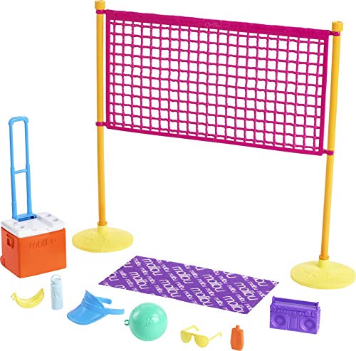 0887961970760 - BARBIE LOVES THE OCEAN BEACH-THEMED PLAYSET, WITH VOLLEYBALL NET & ACCESSORIES, MADE FROM RECYCLED PLASTICS, GIFT FOR 3 TO 7 YEAR OLDS