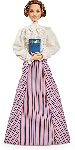 0887961971514 - BARBIE INSPIRING WOMEN HELEN KELLER DOLL (12-INCH) WEARING BLOUSE AND SKIRT, WITH DOLL STAND & CERTIFICATE OF AUTHENTICITY, GIFT FOR KIDS & COLLECTORS