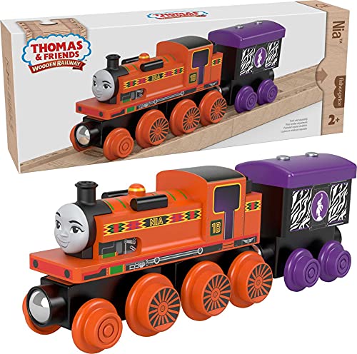0887961990829 - THOMAS & FRIENDS WOODEN RAILWAY NIA ENGINE AND COAL CAR, PUSH-ALONG TRAIN MADE FROM SUSTAINABLY SOURCED WOOD FOR KIDS 2 YEARS AND UP