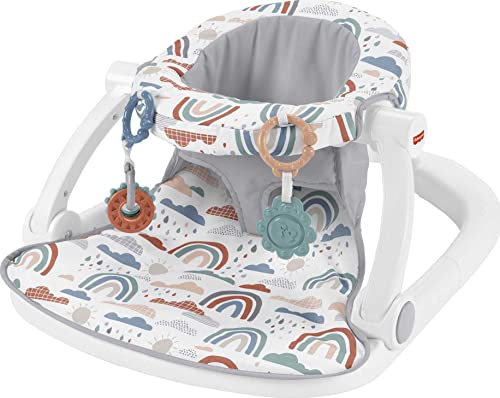 0887961992816 - FISHER-PRICE SIT-ME-UP FLOOR SEAT – RAINBOW SHOWERS, PORTABLE BABY CHAIR WITH TOYS