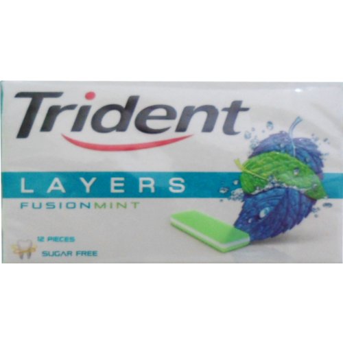 0888101027801 - TRIDENT LAYERS CHEWING GUM FUSION MINT FLAVORED SUGAR FREE DENTAL HEALTH NET WT 26.4 G (12 PIECES) X 6 BOXES