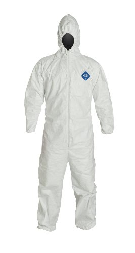 0888120000021 - DUPONT TY127S TYVEK PROTECTIVE COVERALL WITH HOOD WITH SAFETY INSTRUCTIONS, ELASTIC CUFF, L/XL, WHITE (RETAIL PACKAGE OF 1)